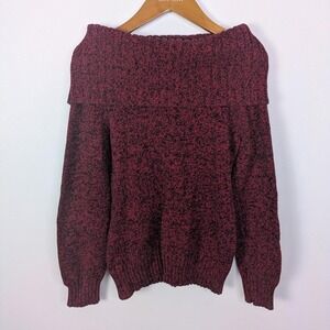 Lauren Ralph Lauren Off The Shoulder Knit Sweater M Dark Academia Y2K Downtown